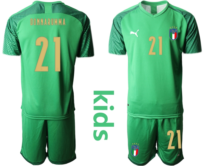 Youth 2021 European Cup Italy green goalkeeper #21 Soccer Jersey->italy jersey->Soccer Country Jersey